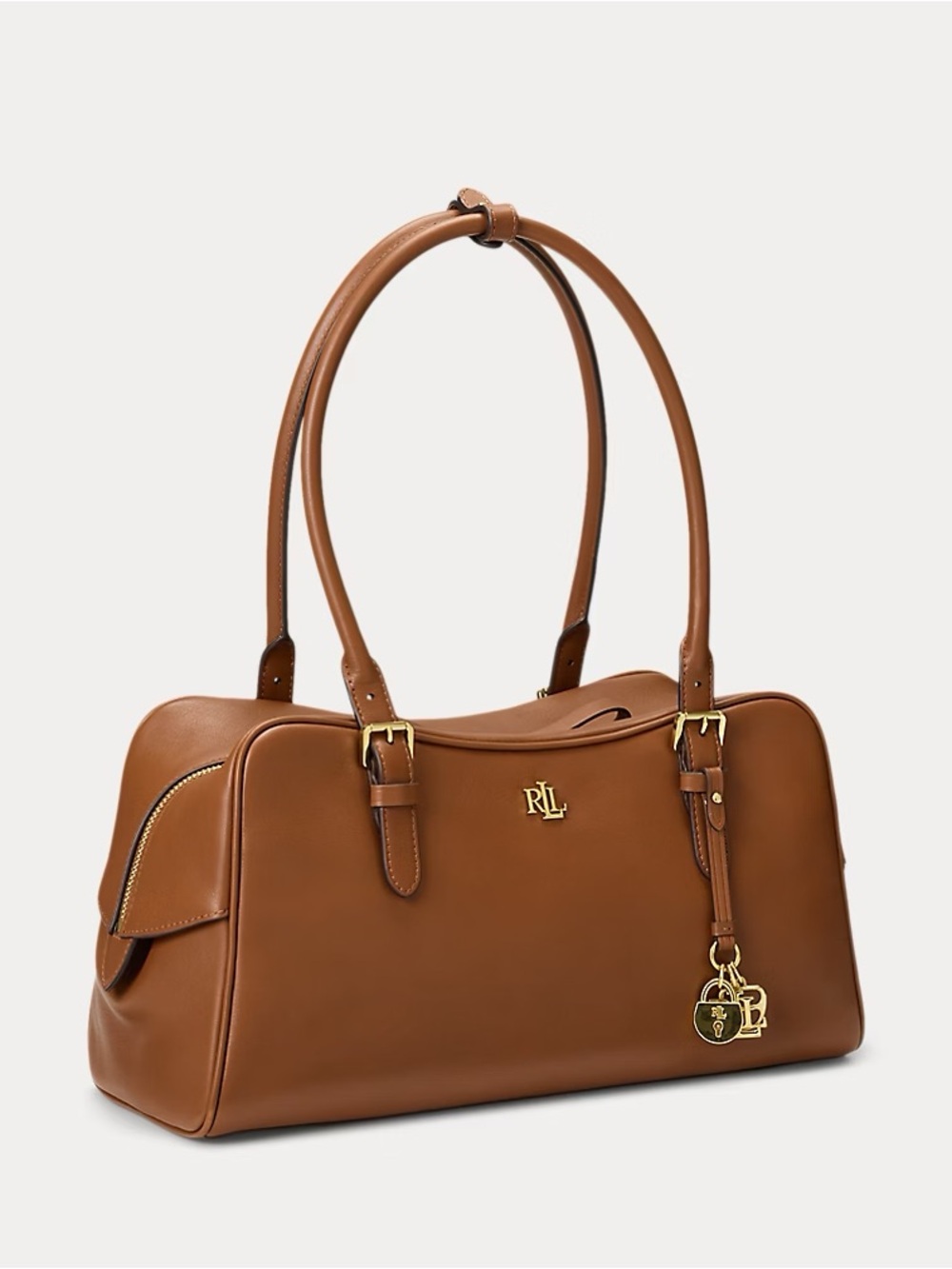 Ralph Lauren Leather Large Marcy Zip Satchel Tan Boho Brown $395